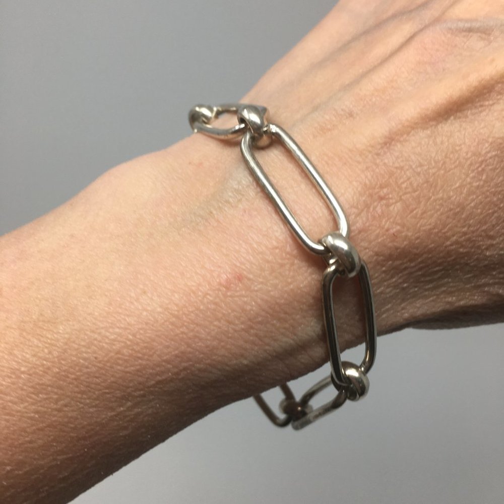 Sterling Silver Rectangular Oval Chain Link Toggl… - image 7